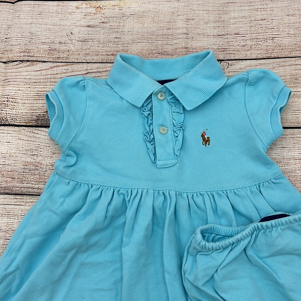 Ralph Lauren Blue Ruffled Polo Dress with Bloomers Sz 18 M - Picture 3 of 7